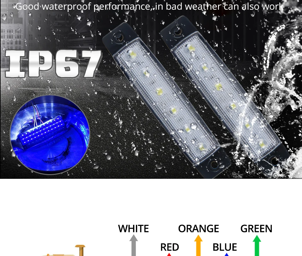 Aceersun LED Red White Blue Amber Clearence Car Truck Bus Lorry Trailer Side Marker Indicators Light Lamp 24V 12V Warning Light (4)