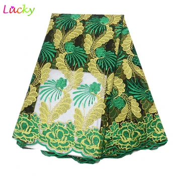 

cheap African Lace Fabric 2019 High quality lace with Embroidered net Lace Fabric For Dress 5Yards African laces fabrics