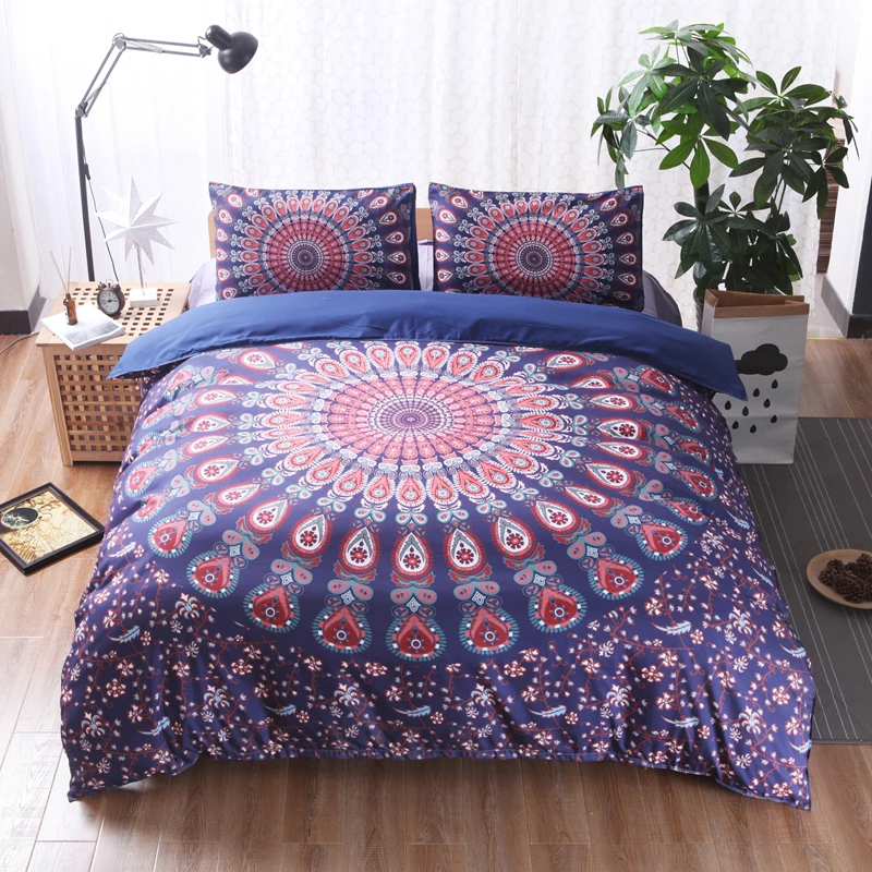 

Dreamworld 3d Bedding Sets 3pcs Colorful Bohemian Bedding and Duvet Cover Set Mandala Pattern Indian Symbol Bed Linen King Size