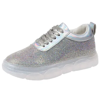

Silver Daddy Shoes Women Shoes Women Sneakers Bling Sequin Running Shoes New Wild Rhinestone Lace Up Womens Shoes Woman Trainers