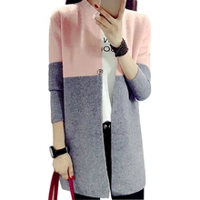 Женский кардиган, осенне-зимнее пальто, Длинный свободный вязаный свитер, Женский Цветной корейский утепленный джемпер, шерстяное пальто, Vestidos LXJ257
