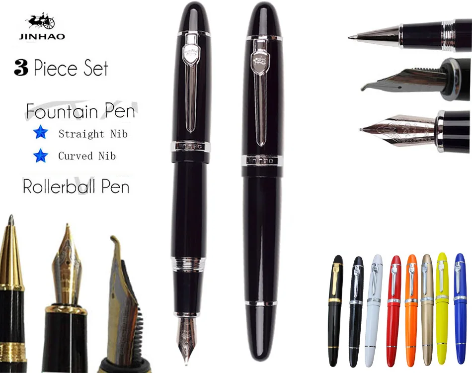 Set 3 Of Fountain Pen Calligraphy Curved Nib+straight Nib +rollerball