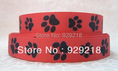 

wm 10 yards lot 7/8inch 22mm 111015 dog paw design printed grosgrain ribbon