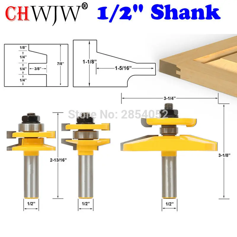 3 Bit Raised Panel Cabinet Door Router Bit Set Bevel 1 2 Shank