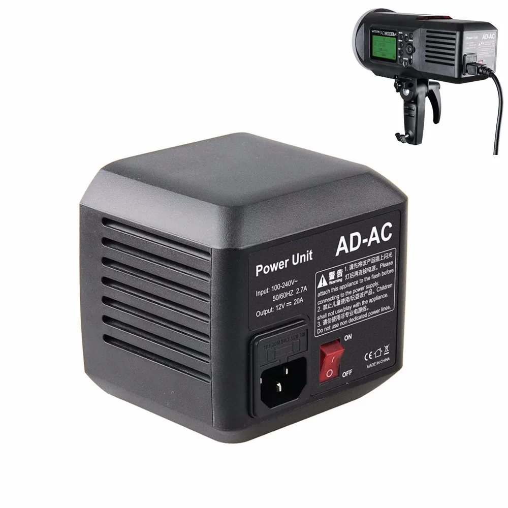 

Godox AD600 AD-AC 100-240V Power Source Adapter with Cable for AD600B AD600BM AD600M AD600 With LED Video light Lighting Lamp