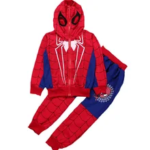 Boys Clothing Sets Children Tracksuit Spiderman 2 Pcs/Set Kids Fashion Hooded Coat Tops And Pant Suit Boys Cartoon Clothes