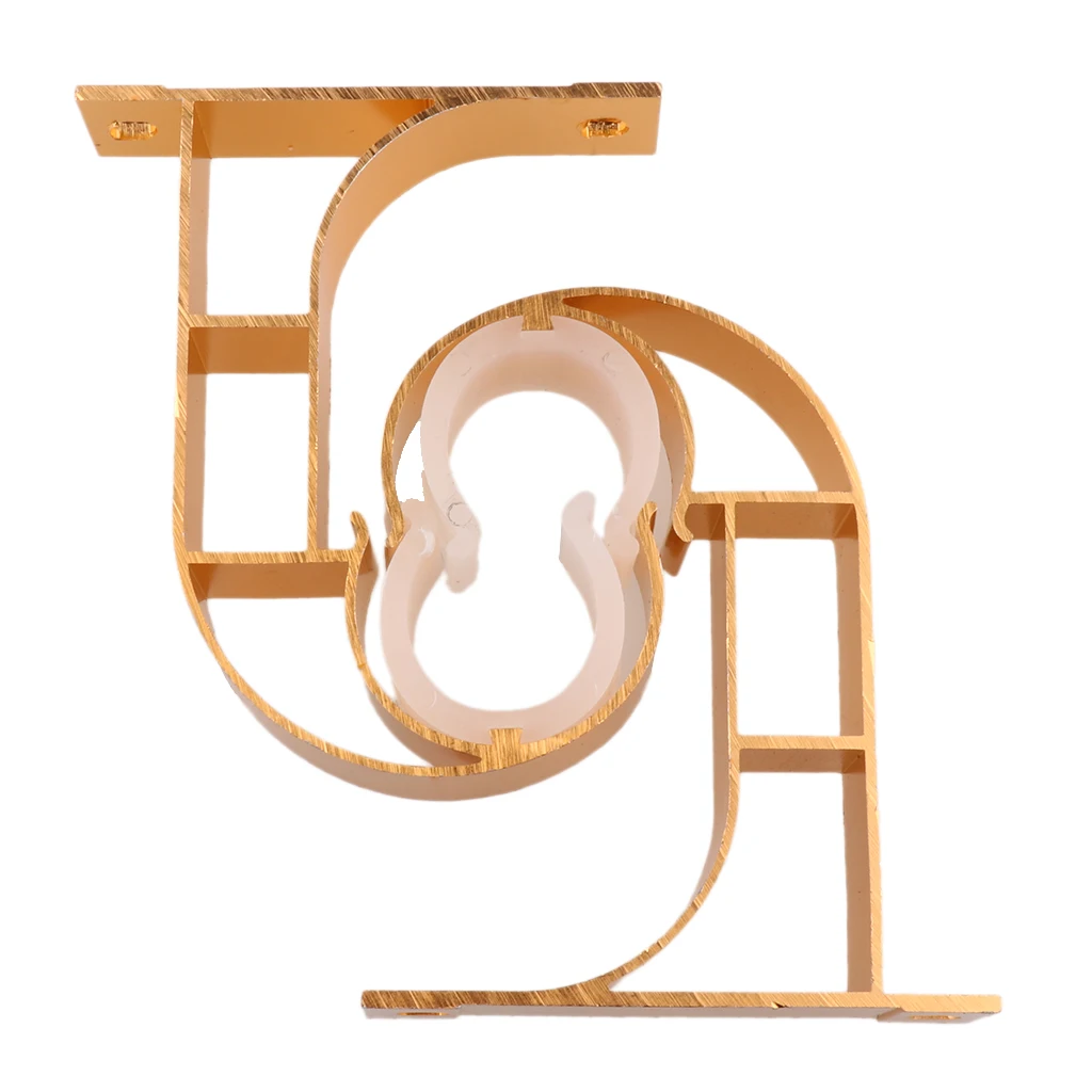 2pcs Aluminium Alloy Drapery Rod Support Bracket Curtain Pole Holder Wall Mounted Brackets Accessories