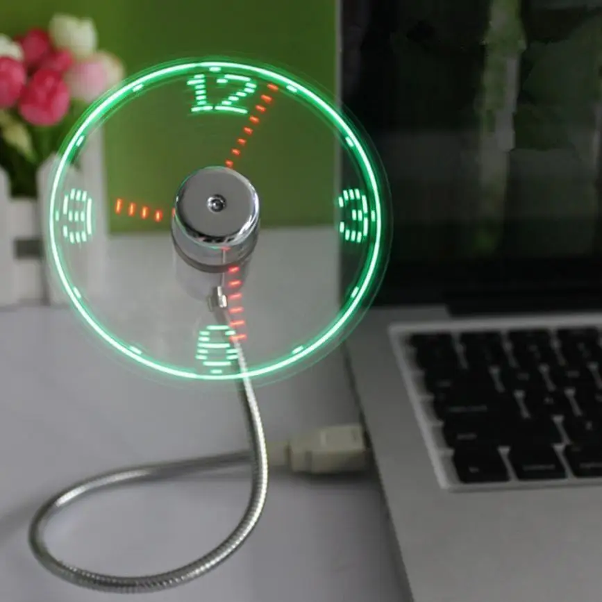 Мини USB питание Светодиодный охлаждения мигает в режиме реального времени Дисплей Функция Часы Вентилятор
