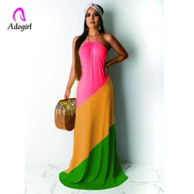 Adogirl Color Block Mermaid Evening Party Club Dress Elegant Women Halter Neck Off Shoulder Beach Maxi Dress Robe Long Vestidos Adogirl Color Block Mermaid Evening Party Club Dress Elegant Women Halter Neck Off Shoulder Beach Maxi Dress Robe Long Vestidos
