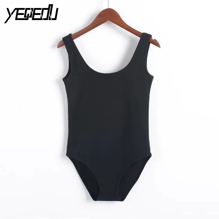 

#2118 2019 Bodysuits Women Sleeveless Body Femme Body Suit Cropped Bodysuit Bodies Woman Sexy Fashion Solid color Black/White