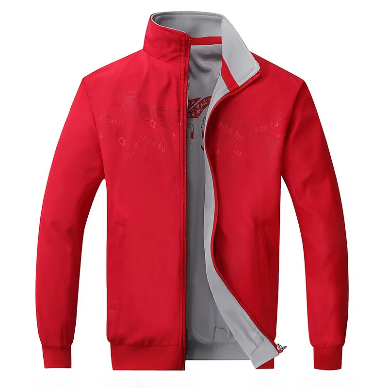 

Men Jacket New Spring Autumn Sports Clothes Stand Collar Sportswear Coats Zipper Sweatshirt Male Tracksuit Plus Size 5XL