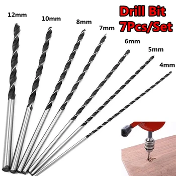 

7Pcs/Set 300mm length 3 Flutes Countersink Drill Bit Set Reamer 4 5 6 7 8 10 12mm Drill Woodworking Tools