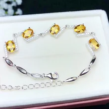 Цитрин браслет цепочка натуральный настоящий Цитрин Серебро 925 пробы 0.85ct* 5 шт драгоценный камень ювелирные изделия# BL18102806