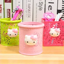 Корея милый кавайный котик полый металлический контейнер для ручек офисные карандаши Держатели