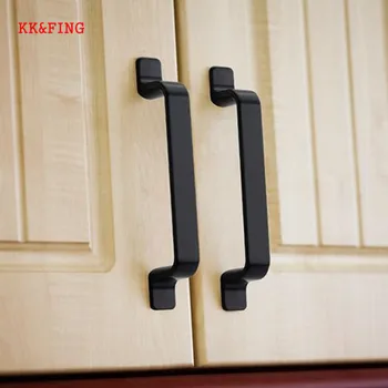 KKFING American Aluminum Black Kitchen Cabinet Handles Drawer Pulls Cupboard Wardrobe Door handles Furniture handle Hardware