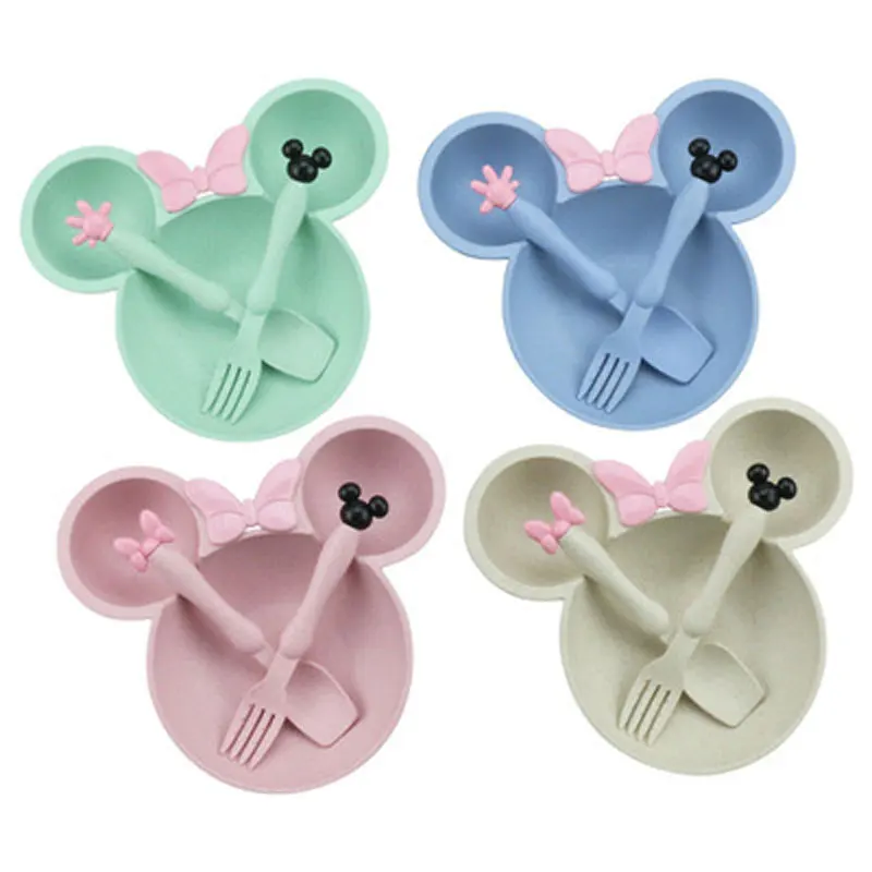 

3Pcs/Set Baby Food Storage Tableware Toddle Solid Cute Cartoon Dishes Kids Plate Bowl Eco-friendly Children Training Dinnerware