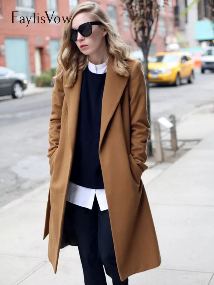 Wool Blend Long Sleeve Lapel Buttons Coat Women Thick Warm Vintage Black Camel Jacket Cocoon Style Trench Coats Plus Size 5XL Wool Blend Long Sleeve Lapel Buttons Coat Women Thick Warm Vintage Black Camel Jacket Cocoon Style Trench Coats Plus Size 5XL