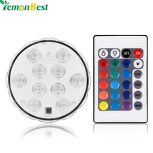Красочный IP68 RGB 10 светодиодный RGB светильник с дистанционным управлением ваза лампа для вечерние контейнеры бассейн подводный светильник