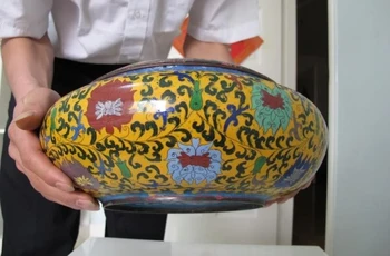 

China Royal Old Copper handwork cloisonne enamel tea leaf Jar Crock Pot vase Box