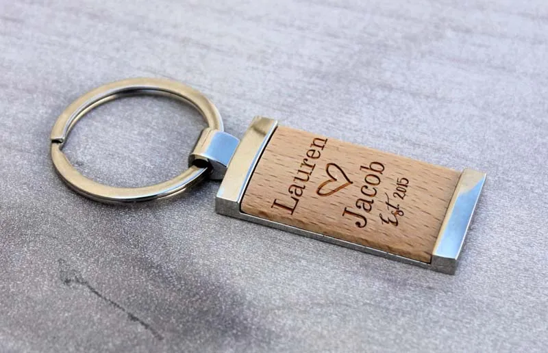 

2pcs/lot Custom Wood Keychain Birthday/Wedding Favors Gifts Engraved Wooden Groomsman Keychains Car Pendant Keyring