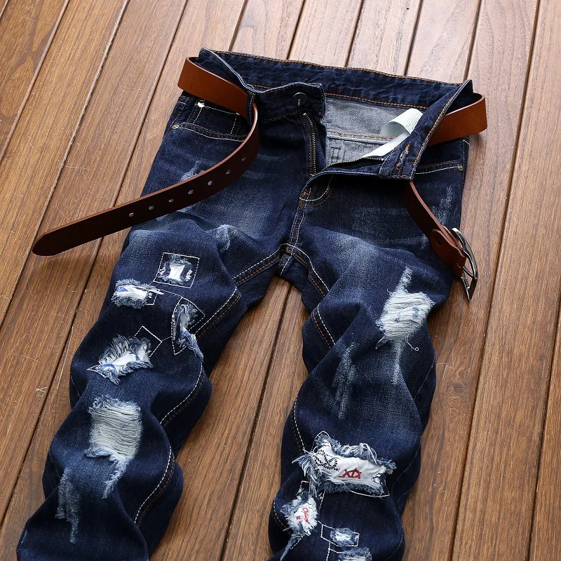 Мужская джинсовая ретро одежда с эффектом потертости|mens denim pants|jean regularmens jeans regular |