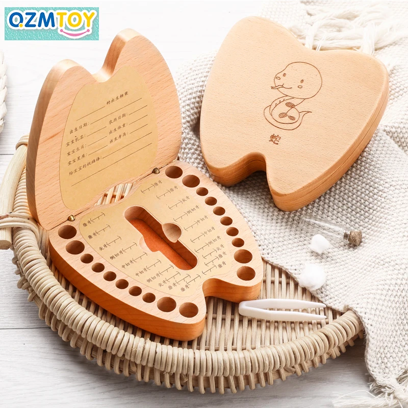 Hard beech wooden box Tooth box organizer Save milk box Store children's tooth gift umbilical cord