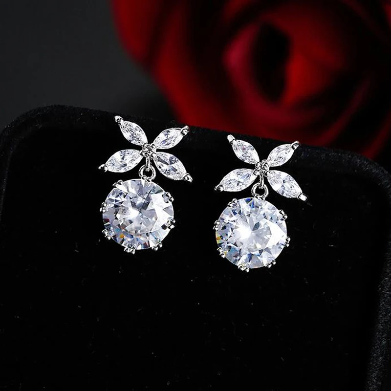 Модные милые серьги-гвоздики в виде цветка, циркония, ювелирные изделия для женщин, аксессуары для свадебной вечеринки, ювелирные изделия, подарок для женщин