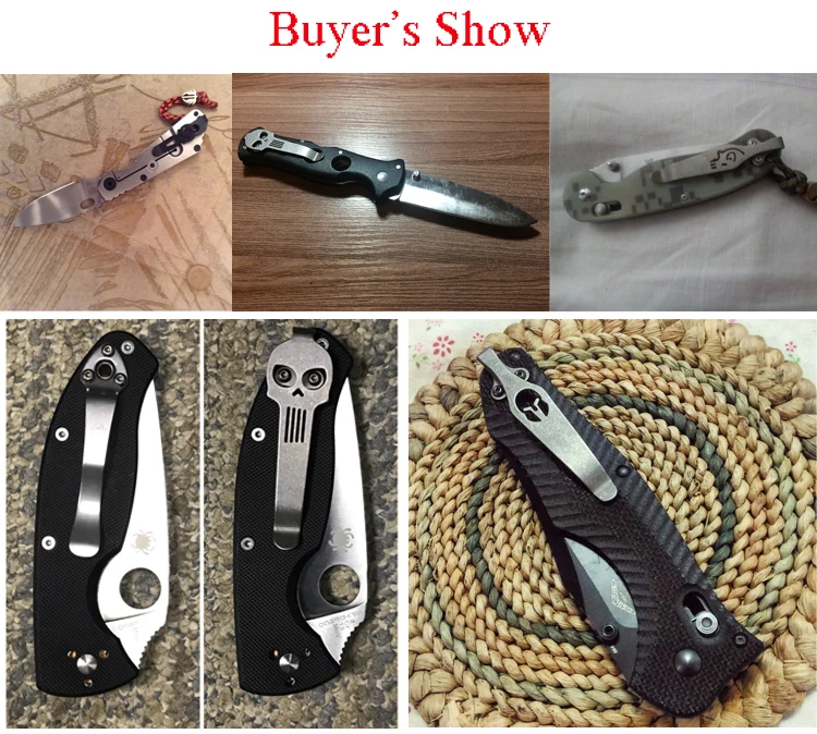 Hotselling Pocket Clip For Knife DIY Skull EDC Knife Material TC4 Titanium alloy Knife Clip belt flashlight K sheath Pocket Clip