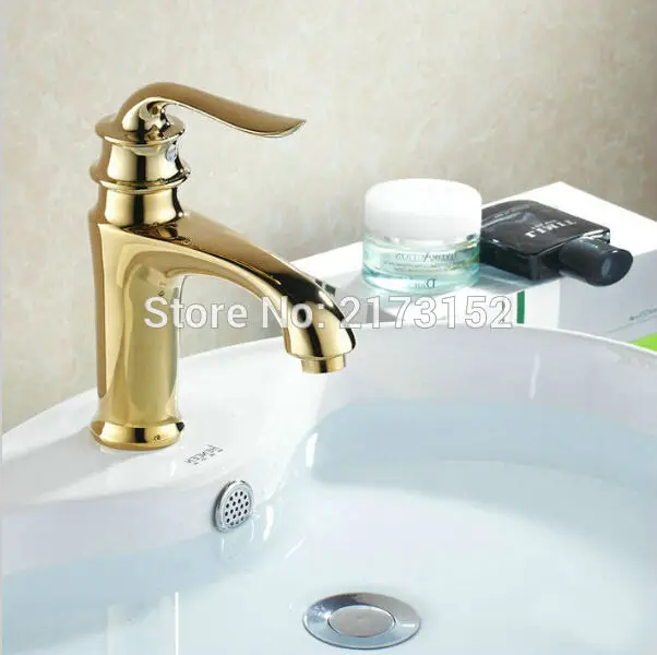 

Luxury Gold Plated Bathroom Faucet Royal Single Handle Hot & Cold Basin Sink Mixer Tap B034