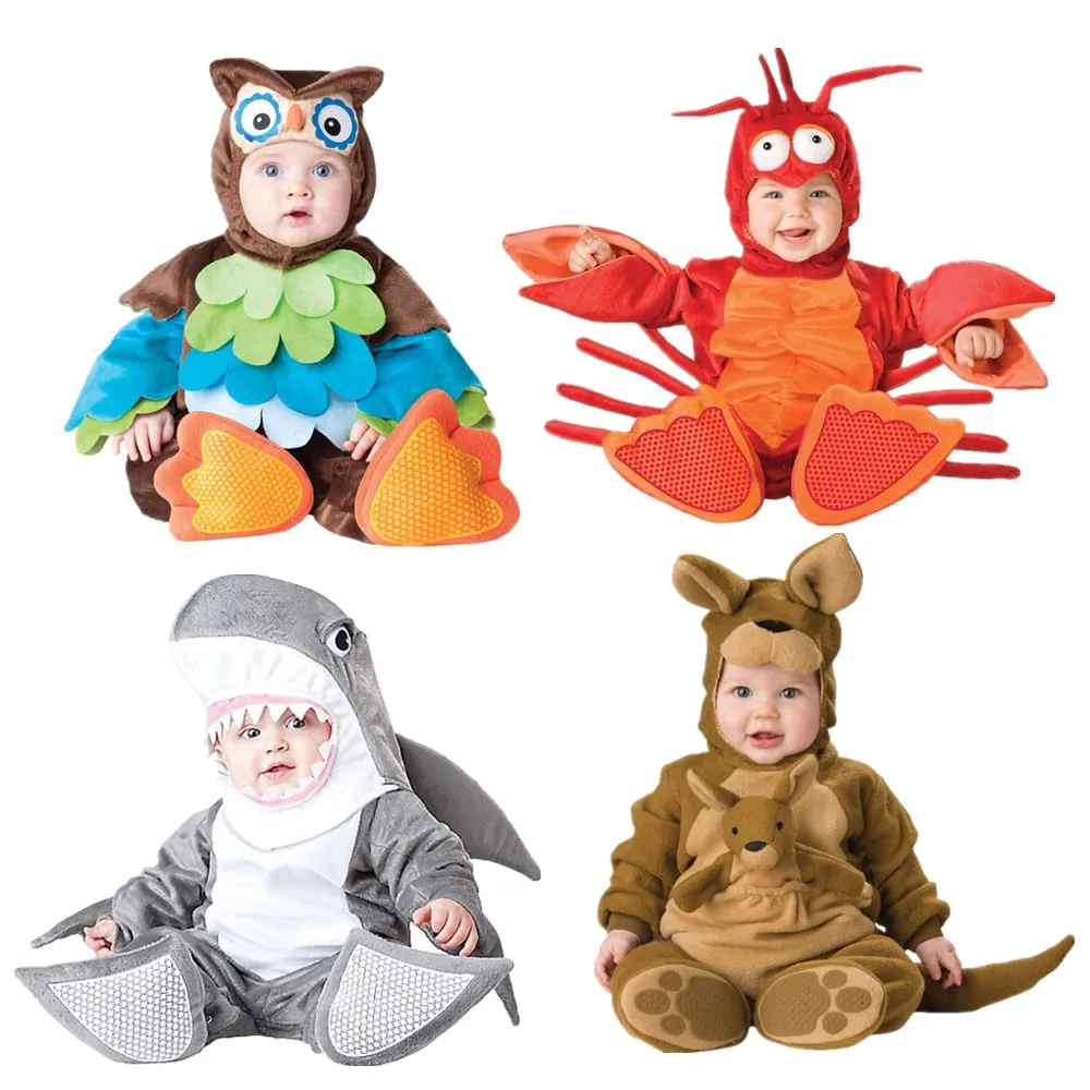 

Baby Christmas Halloween Cosplay Costume Animal Shark Lobster Kangaroo Rompers Jumpsuit Boys Girls Clothes Set Kids Outfits