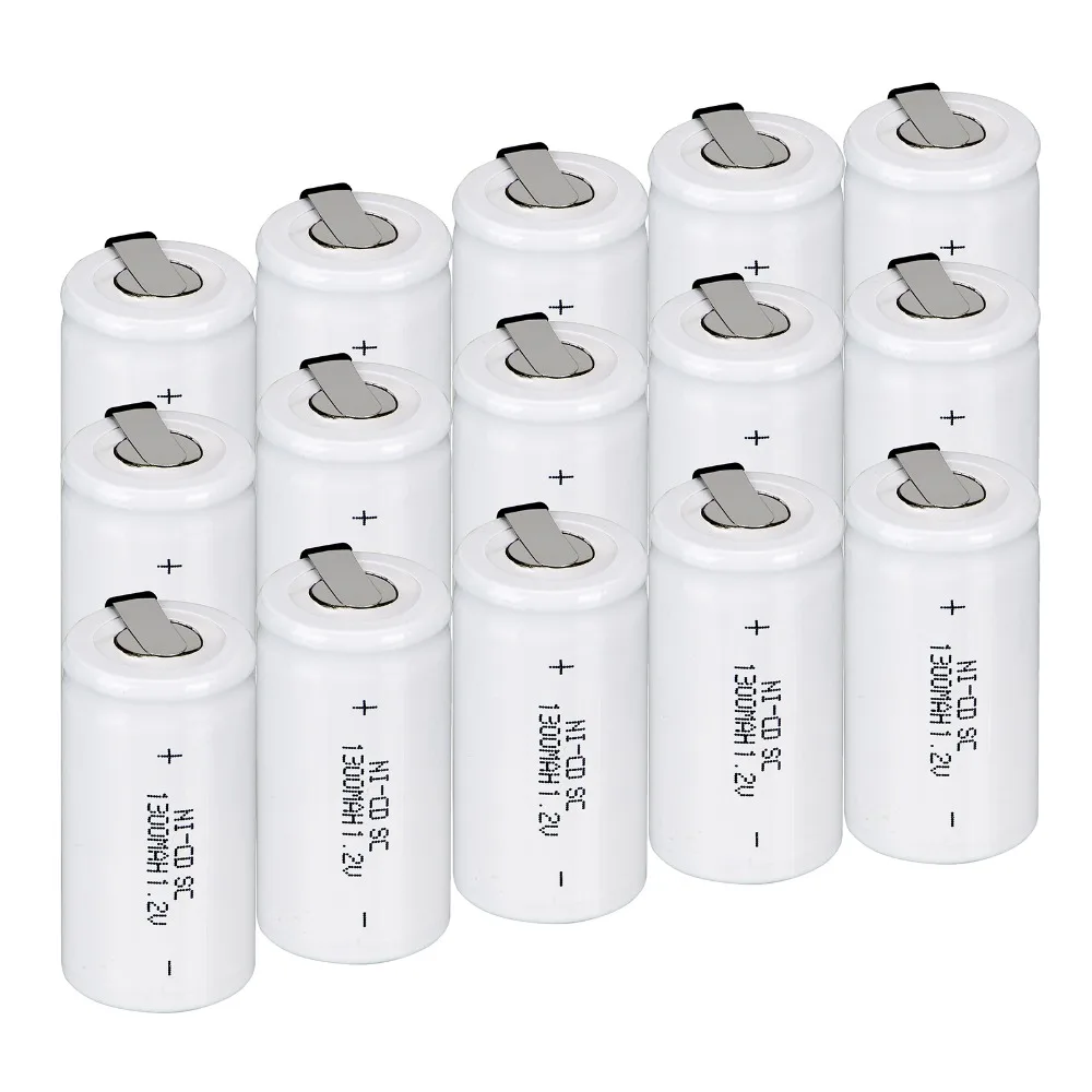 15x white 1300mah nicd 1 2v battery rechargeable battery sc 1 2v sub c