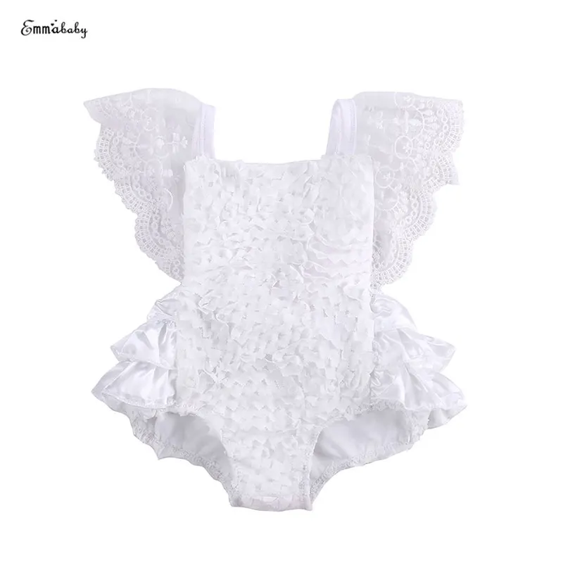 

2018 arrival baby bodysuit wholesale kids baby girls sleeveless lace garden cake bodysuit sunsuit Outfits