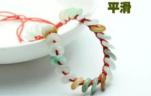 

Koraba Fine Jewelry Fine Grade A Jadeite Jade Colorful Lucky Beads Link Baby's Knitted Bracelet Xlee Free Shipping