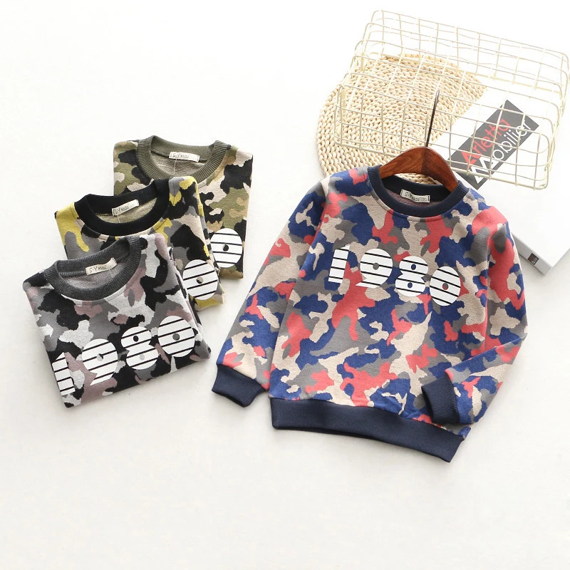 T-Shirts For Boys Girls Camouflage Cotton Kids Top Long Sleeve Toddler Pullover Clothes Digital Print T-Shirt Children Clothing (2)