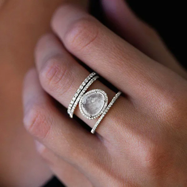 Модное кольцо с натуральным лунным камнем, покрытое розовым золотом, микро-набор колец для женщин, роскошные ювелирные изделия, подарки