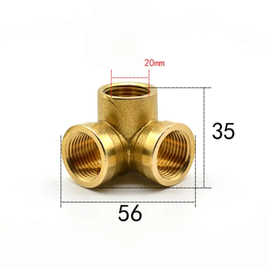 

DN15 G 1/2" BSPP Female Brass Corner Angle 3 Ways Pipe Fitting Adapter Coupler Connector Water Gas Oil