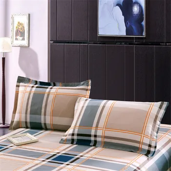 

Modern simple 2pcs gray blue 100% Cotton Pillow Case Stripe Plaid Rectangle Pillowcase Bedroom Decorative Pillow Cover No Zipper
