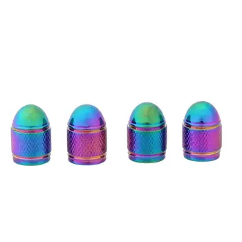 

4pcs Rainbow Color Bullet Shaped Wheel Tyre Valve Stem Caps Dust Covers