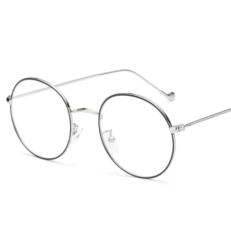 Oulylan, круглые очки для близорукости, женские винтажные очки с металлической оправой, унисекс, Короткие очки для коррекции зрения-1,5-2,0-3,0-3,5-4,0 - Цвет оправы: Silver Black