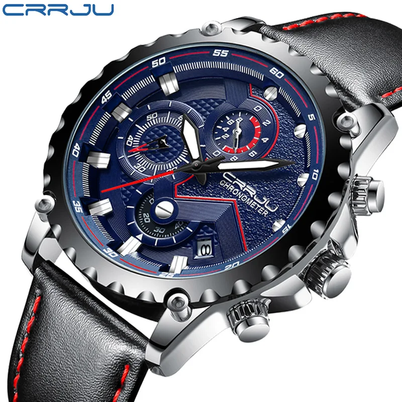 

New Fashion CRRJU Military Sport Mens Watches Brand Luxury Waterproof Watch Date Chronograph Quartz Clock Relogio Masculino