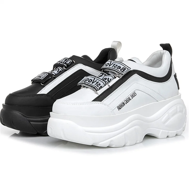 

Muffin Shoes Spring 2019 New High Quality Superfine Leather Walking Shoes Slip-proof and Inner Heightening Sports Women's Shoes