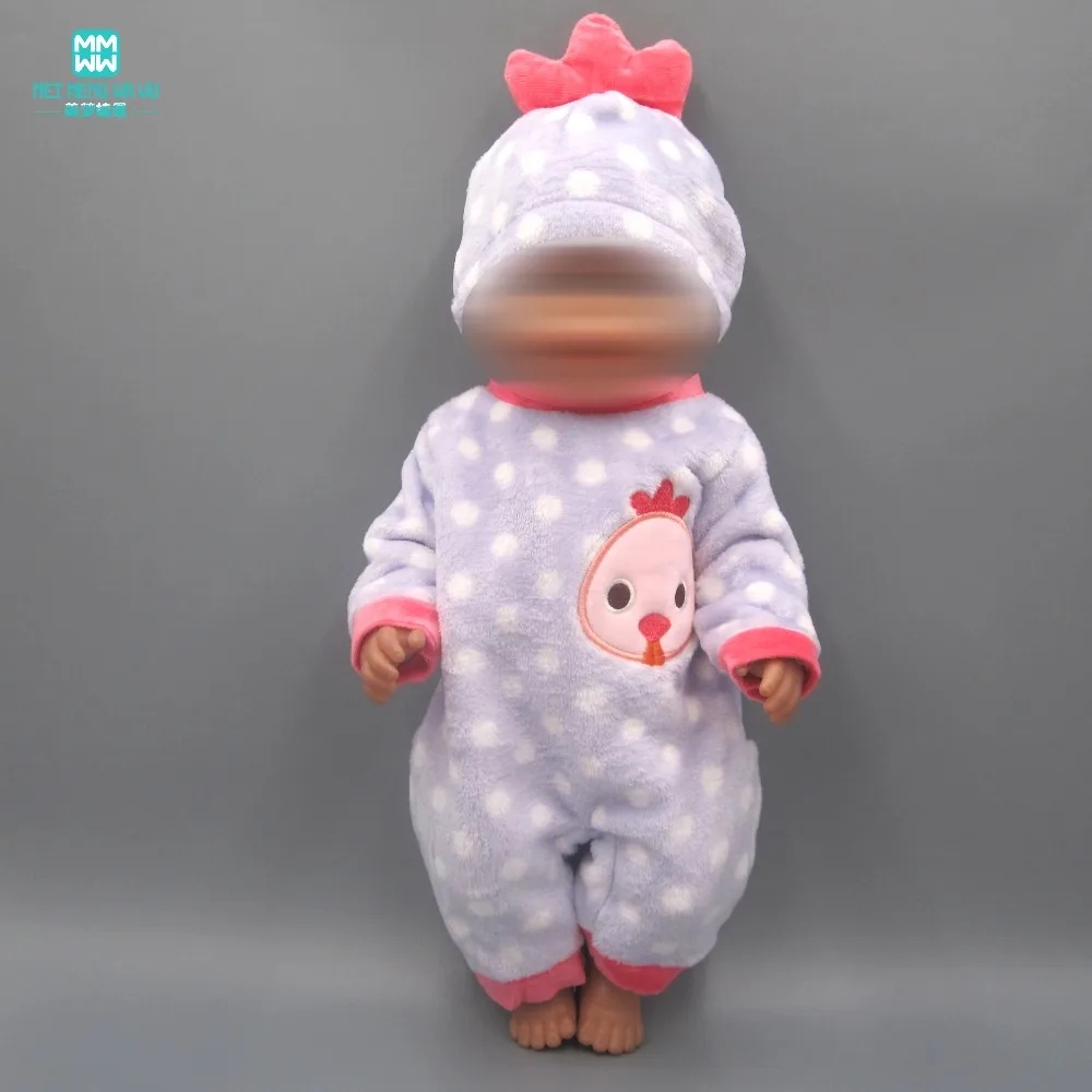 

Baby clothes for doll fit 43cm new born doll accessories Cartoon chick pattern clothes Siamese crawling clothes