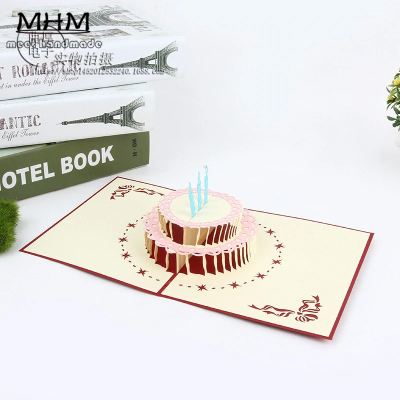  Wedding Invitation Card 5pcs/lot 3D Carved Happy Birthday Cake Laser Envelope No Blank Inner Sheet - 32812838867