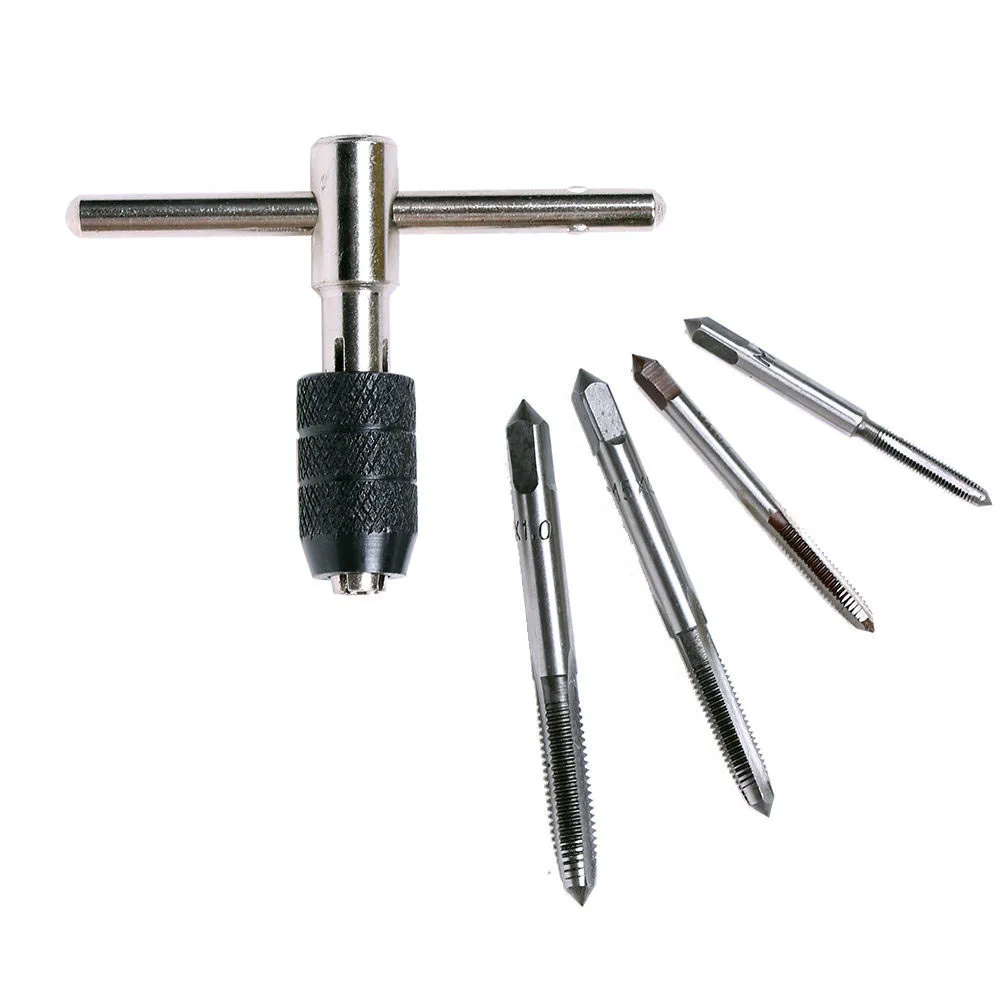 Machine Screw Plug Tap Adjustable T shaped Tap Wrench Twist Drill Bits