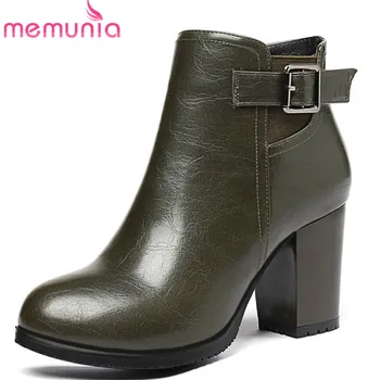 

MEMUNIA 2020 new arrival ankle boots zipper buckle high heels boots top quality pu autumn winter boots office ladies shoes