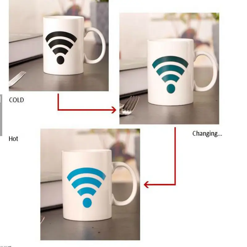 Креативная температура WiFi логотип выкл/вкл переключатель Цвет Изменение Кружка Волшебные керамические кружки