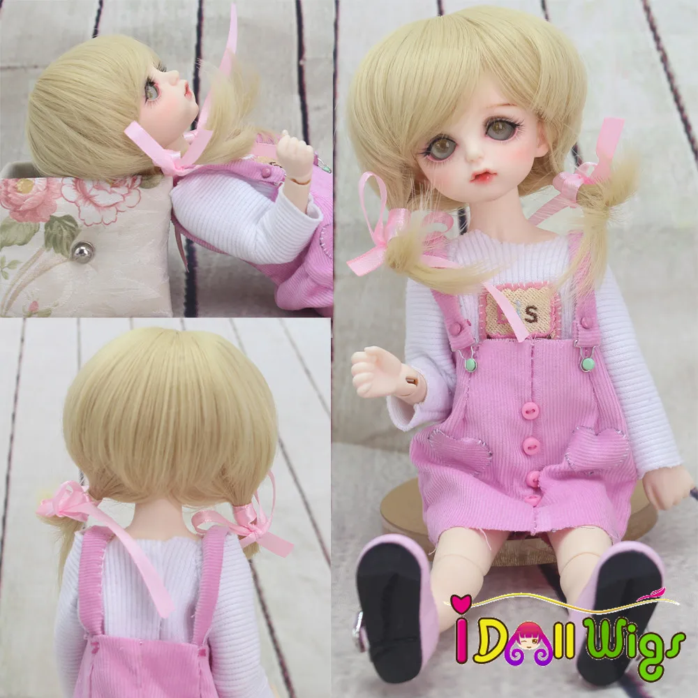 

High Quality Doll Wigs Heat Resistant Fiber Straight Golden Hair for BJD Dolls
