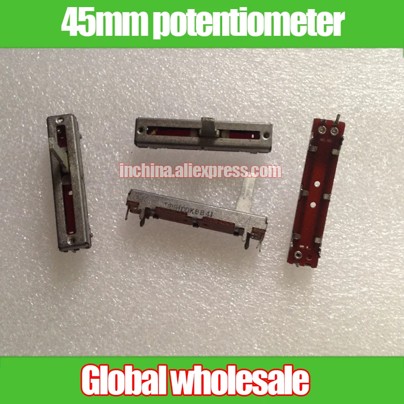 

5pcs NOBLE 45mm straight slide potentiometer B100K / single link fader iron handle length 15MMC