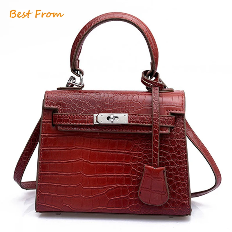

Brand Designer Women Bag Luxury Crocodile Small Messenger Bags Female Lock Box Handbag PU Leather Crossbody Bag Red/Black/White