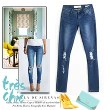 

F.N.JACK Cotton Denim Elastic Band Ladies Sexy Push Up Calca Jeans